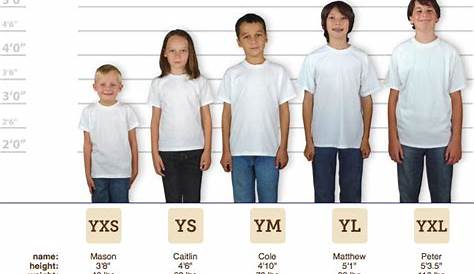 youth shirts size chart