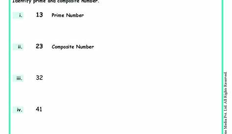 Worksheet Grade 6 Math Prime & Composite Numbers | Prime and composite