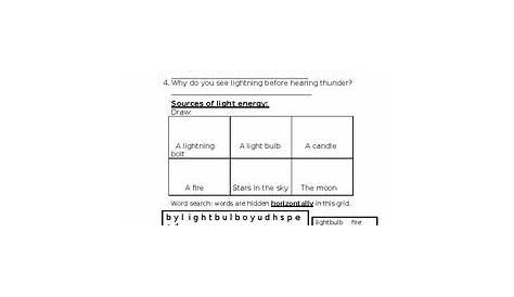 light energy worksheet pdf