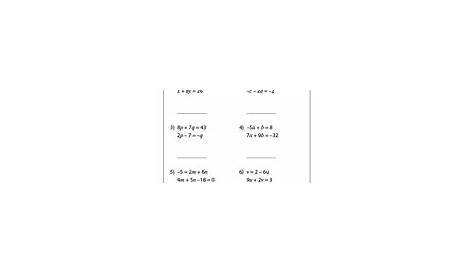 system of equation worksheet