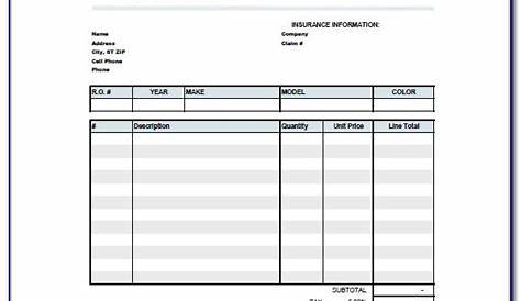 Auto Mechanic Invoice Template Excel