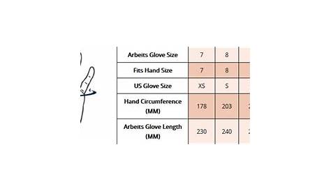 glove hand size chart