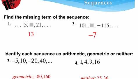 Geometric Sequences Worksheet Answers