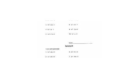Factoring Polynomials Worksheet for 9th Grade | Lesson Planet