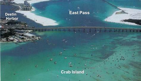 Crab Island aerial view. The SunVenture is docked at the Destin Harbor