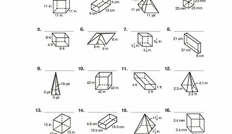 Surface Area Formulas Worksheet for 5th - 10th Grade | Lesson Planet