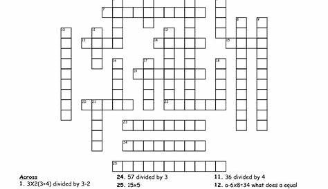 math crossword puzzle answer key