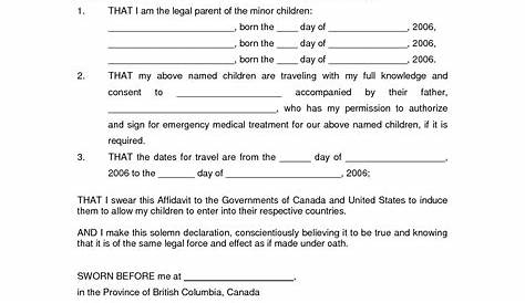 travel consent letter for minor sample