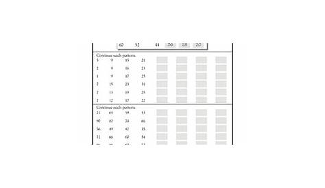 grade 9 patterns worksheet