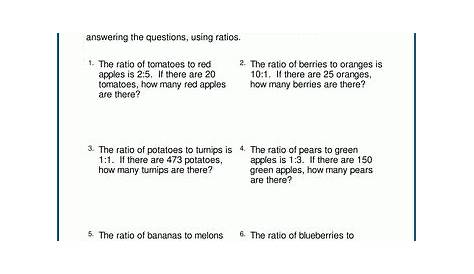 ratio word problems worksheets with answers