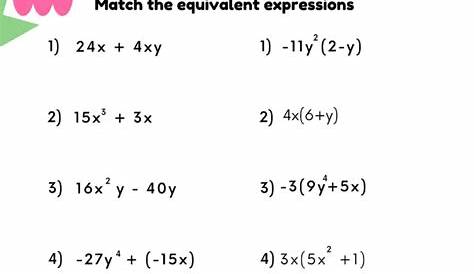 Equivalent Expressions Worksheets