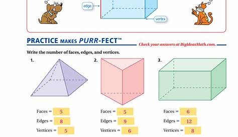 Faces, Edges, and Vertices Worksheet - ANSWERS | Classroom | Pinterest