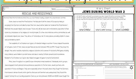 holocaust reading comprehension worksheets