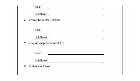 Rates and Unit Rates Worksheets with Word Problems - Worksheet Template