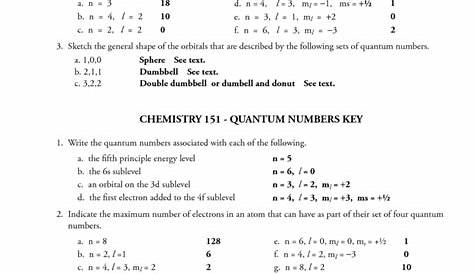 Quantum Numbers Worksheet Answers Fatmatoru — db-excel.com