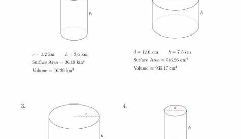 volume of cylinders worksheet pdf