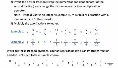 fractions division worksheet