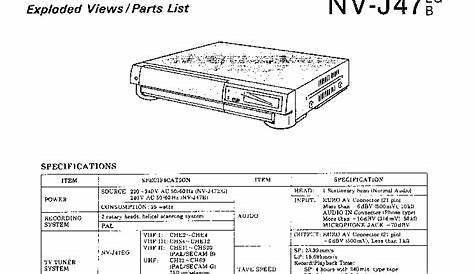PANASONIC VCR NV-J47EG-B SERVICE MANUAL Service Manual download