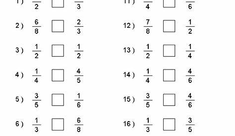 greater than less than fractions worksheets