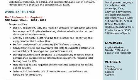 manual and automation testing resume sample