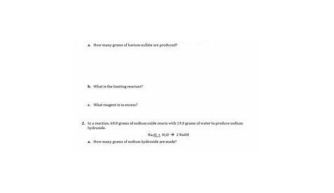 stoichiometry limiting reactant worksheets