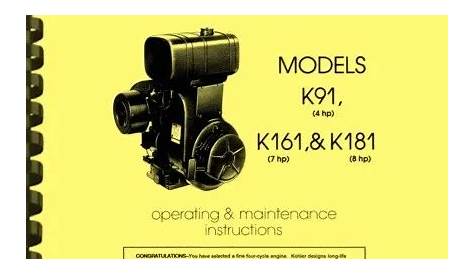 KOHLER K91 4HP Engine 3-in-1 OWNERS MANUAL & SERVICE MANUAL and PARTS