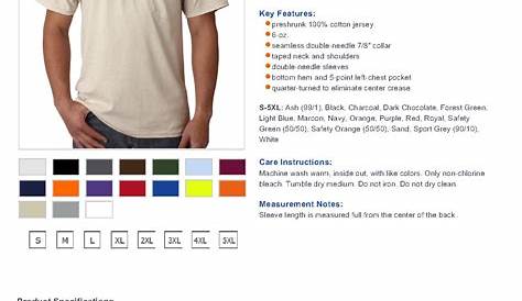 gildan ultra cotton t-shirt size chart