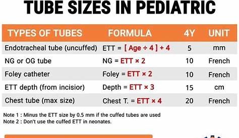 size of et tube according to age