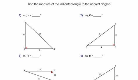 trigonometry finding angles worksheets