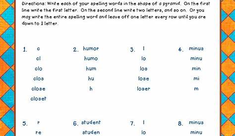 spelling pyramid worksheets