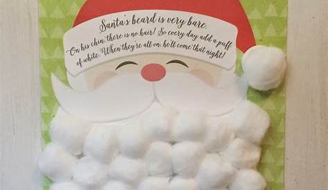 santa beard cotton ball countdown printable
