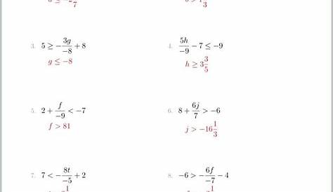 solving equations and inequalities worksheets answer key