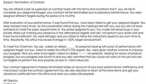 sample letter of termination of contract service