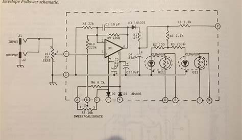 This envelope follower schematic comes from Craig Anderton “Electronic