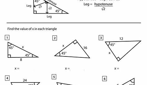 special right triangles worksheets 2