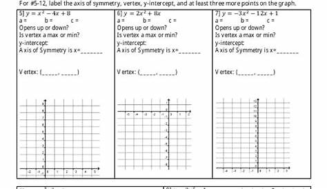 graphing quadratic functions in standard form worksheets 1