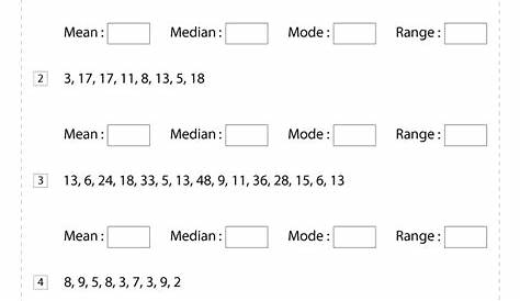 mean range median mode worksheets