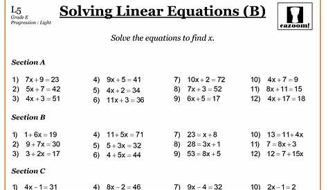 linear equations algebra 2 worksheets