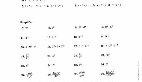 grade 7 math worksheets and problems exponents and powers - class 7