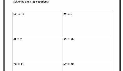math worksheets one step equations