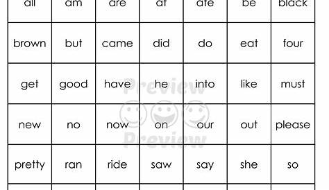 kindergarten sight word games printable free
