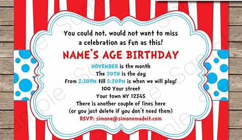 Dr Seuss Party Invitations | Birthday Party | Template