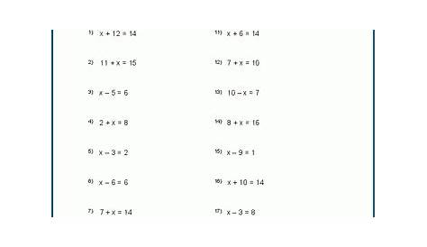 Solving algebraic equations worksheets | K5 Learning