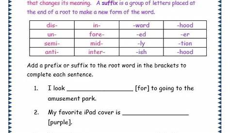 Prefix Suffix Worksheet For Grade 5 - Matthew Sheridan's School Worksheets