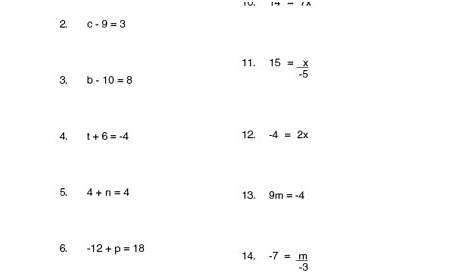 Solving One-step Equations Worksheet Pdf With Answers - Equations