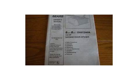sears 1/3 hp garage door opener manual
