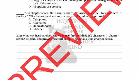 Animal Farm Chapter 7 Close Reading Worksheet | Teaching Resources
