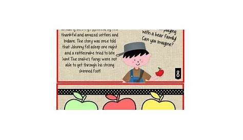 Johnny Appleseed Printable Story by Creating First Class | TpT
