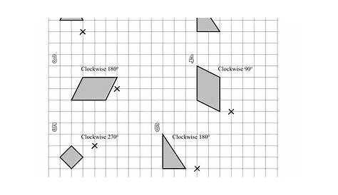 Rotation worksheet. Rotate a given shape around a centre of rotation