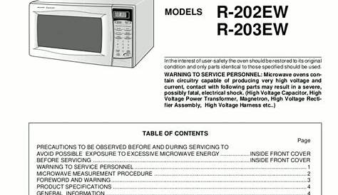 Sharp Microwave Oven Service Manual for Models R-202EW & R-203EW